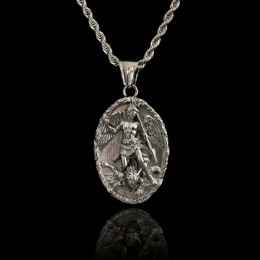 SILVER ST MICHAEL PENDANT